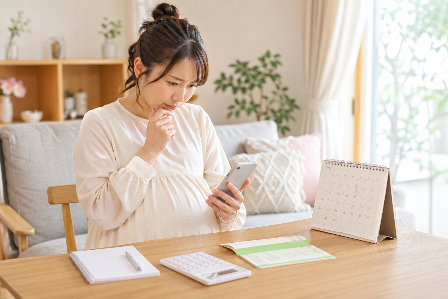 育児休業給付金がいつから振り込まれるのかカレンダーで確認する妊婦
