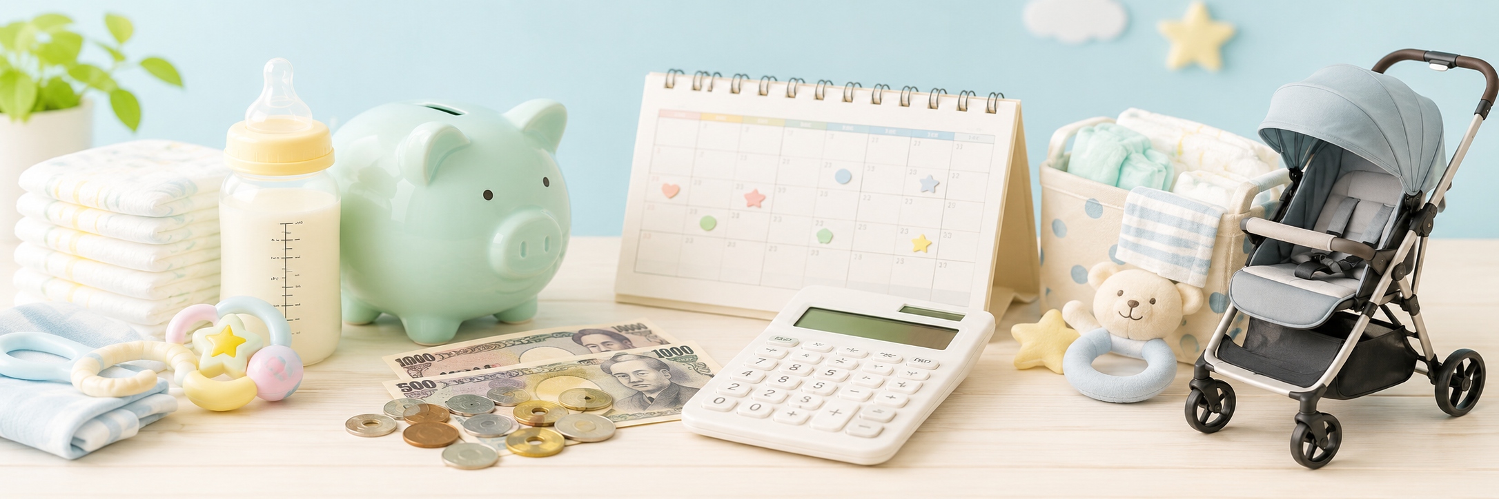 産休・育休・子育てのお金を計算するイメージ